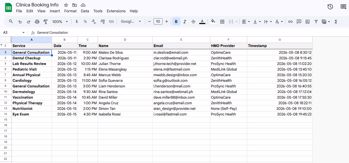 Screenshot of Clinica